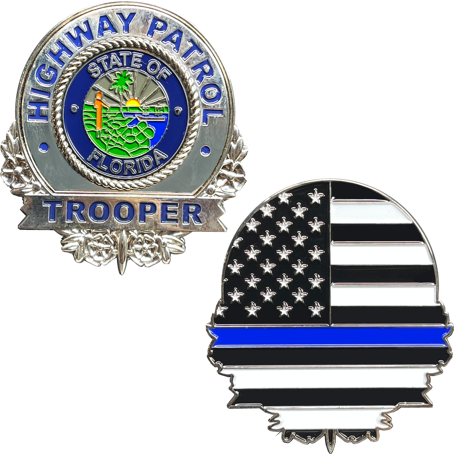 BL16-009 FHP Florida Highway Patrol Trooper Thin Blue Line Police Challenge Coin