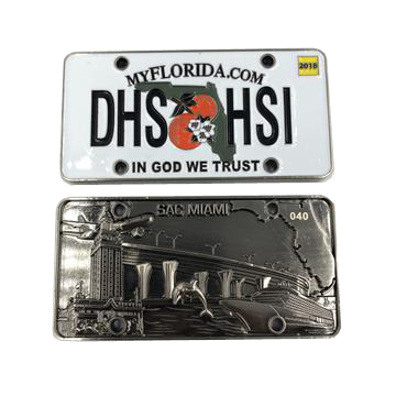 H-001 HSI Florida License Plate Challenge Coin Special Agent
