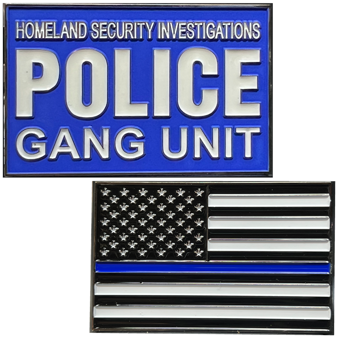 EL11-003 HSI Special Agent Police Gang Unit Challenge Coin Blue Line American Flag