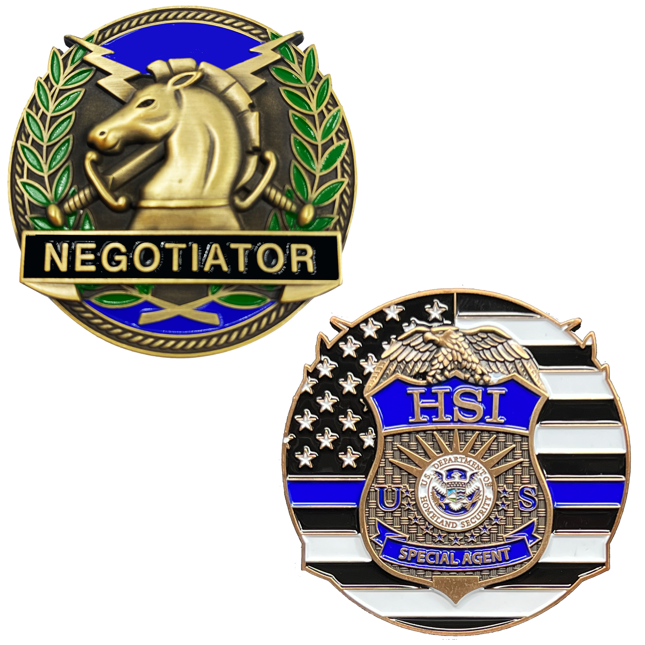 GL13-005 HSI Special Agent Thin Blue Line Negotiator Challenge Coin