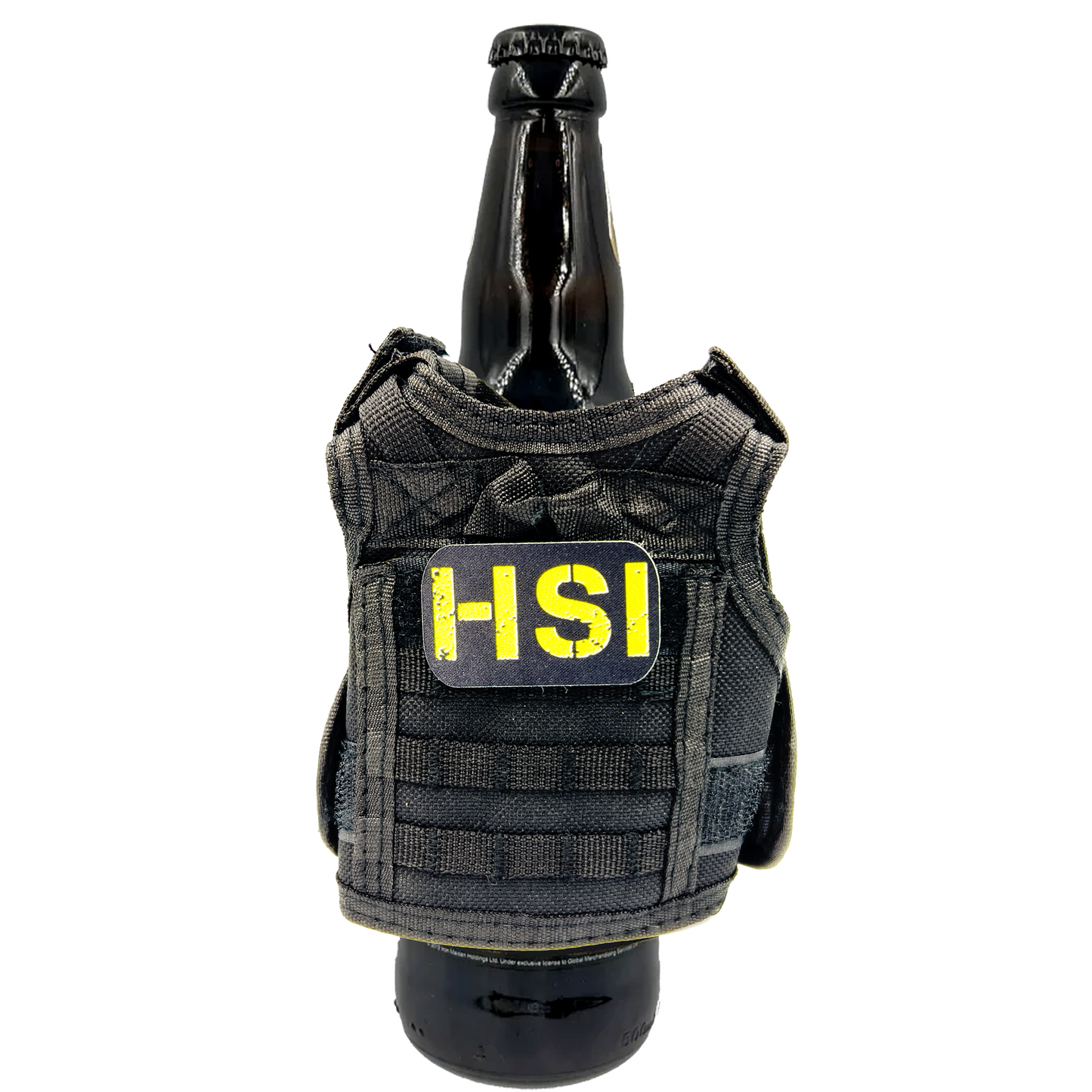 BL2-013 HSI SPECIAL AGENT Tactical Beverage Bottle or Can Cooler Vest with removable patches perfect gift for Challenge Coin collectors