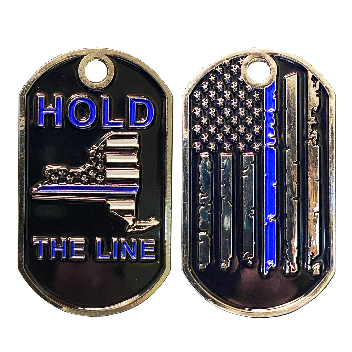 DL4-06 New York Thin Blue Line Challenge Coin Dog Tag NYPD Hold the Line Police Law Enforcement FBI CBP Sheriff DEA ATF