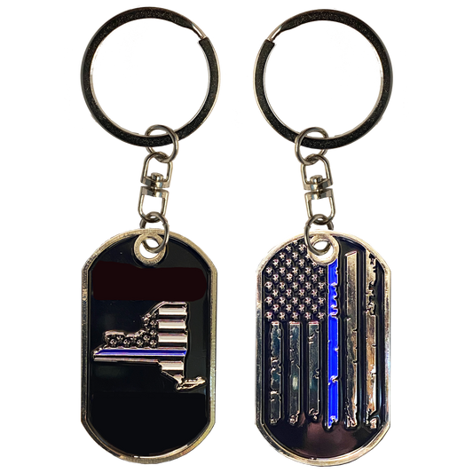 DL4-07 New York Thin Blue Line Challenge Coin Dog Tag keychain NYPD Hold the Line Police Law Enforcement FBI CBP Sheriff DEA ATF