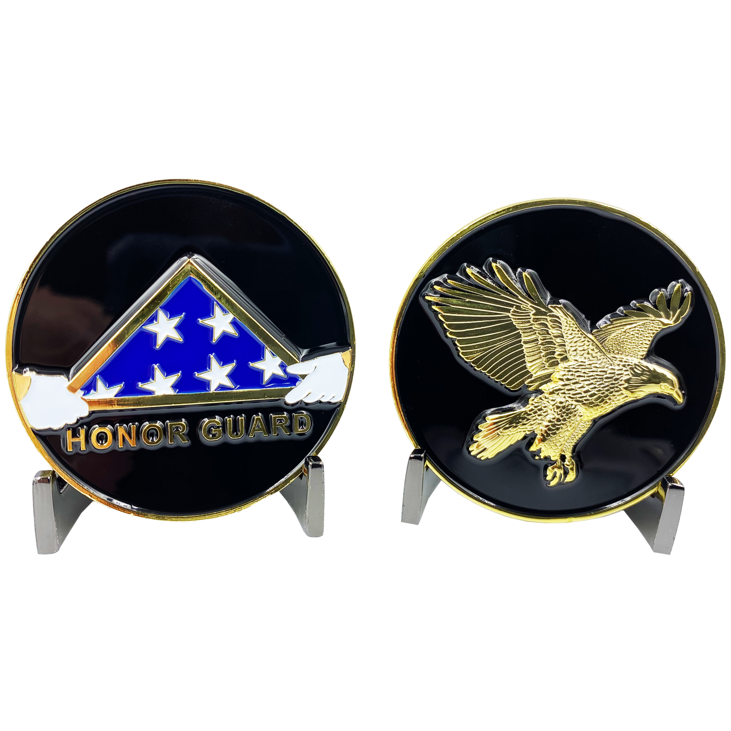 CL-II Honor Guard Challenge Coin Police Military Folded Flag Eagle
