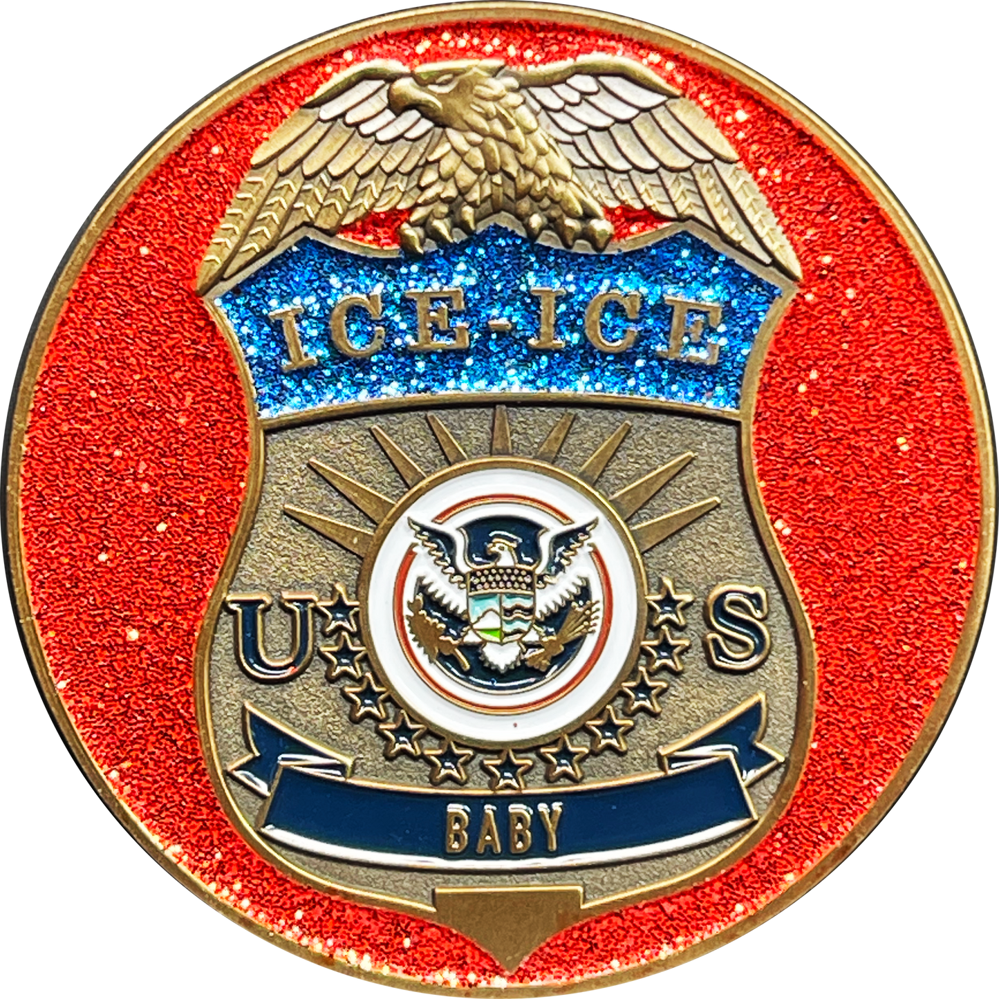 BL12-002 ICE ICE Baby Challenge Coin ERO DRO HSI Vanilla Ice Parody Immigration and Customs Enforcement
