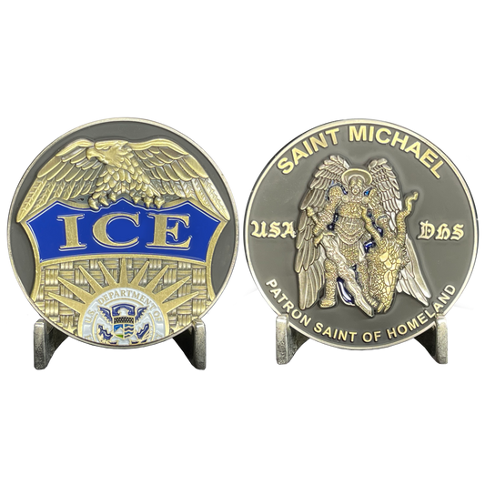 EL8-03 ICE Officer Agent DRO ERO Saint Michael Patron Saint Challenge Coin ST. MICHAEL