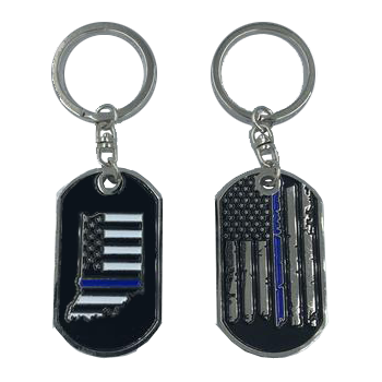 II-005 Indiana Thin Blue Line Challenge Coin Dog Tag Keychain Police Law Enforcement