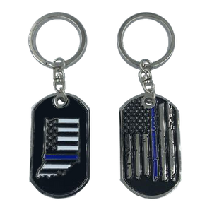 II-005 Indiana Thin Blue Line Challenge Coin Dog Tag Keychain Police Law Enforcement
