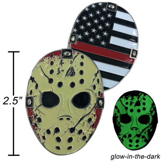 A-009 Thin Red Line Jason Voorhees Goalie Mask Friday the 13th Firefighter Fire Department Fighter