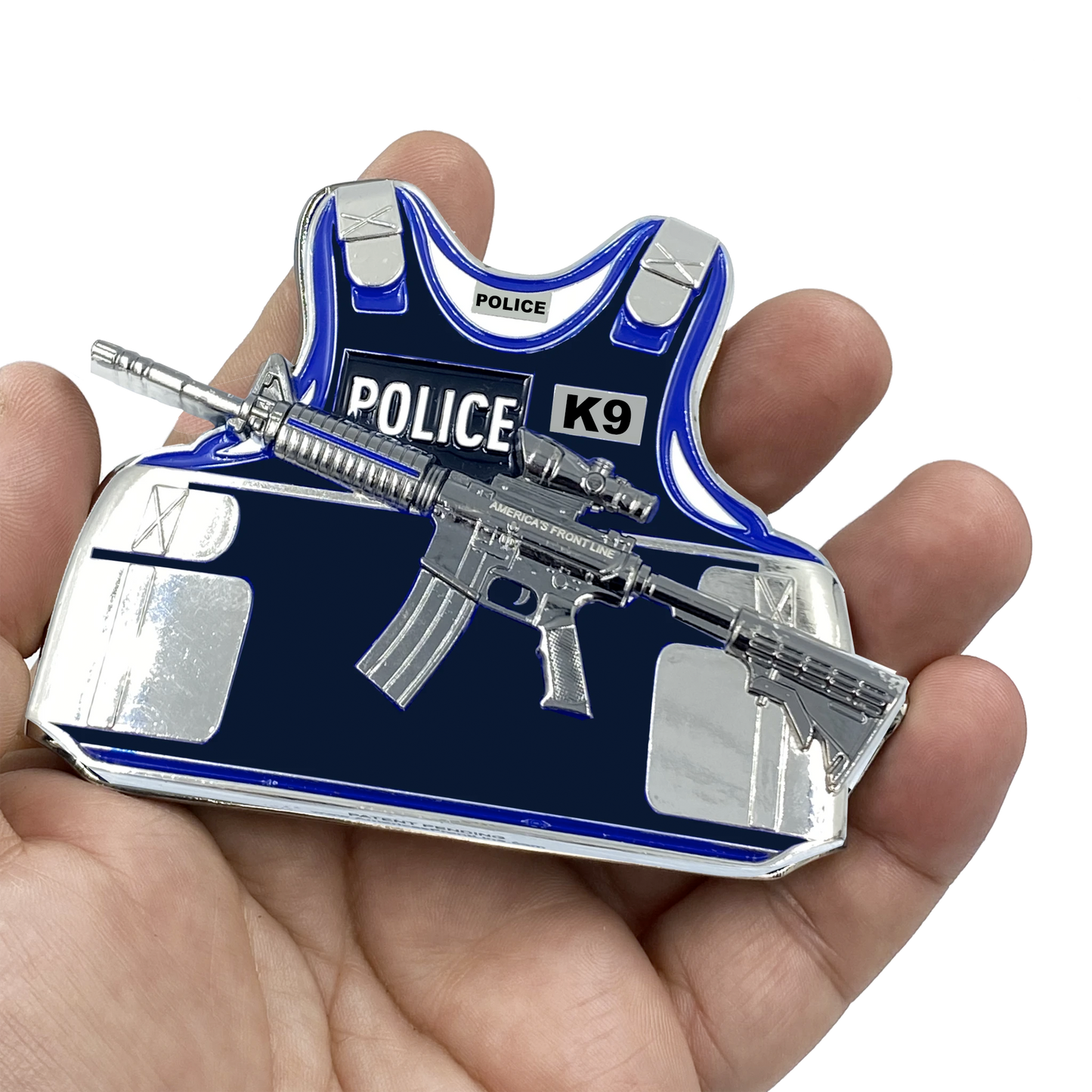 BL16-017 K9 POLICE CANINE OFFICER M4 Body Armor 3D self standing Police Department Challenge Coin thin blue line
