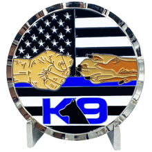 E-009 K9 Police Thin Blue Line Challenge Coin Fist Paw Bump