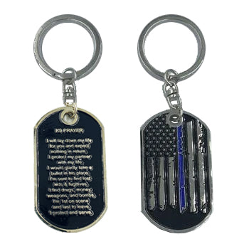 discontinued BB-002 K9 Handler Police Officer's Prayer Thin Blue Line Challenge Coin Dog Tag Keychain Canine Law Enforcement