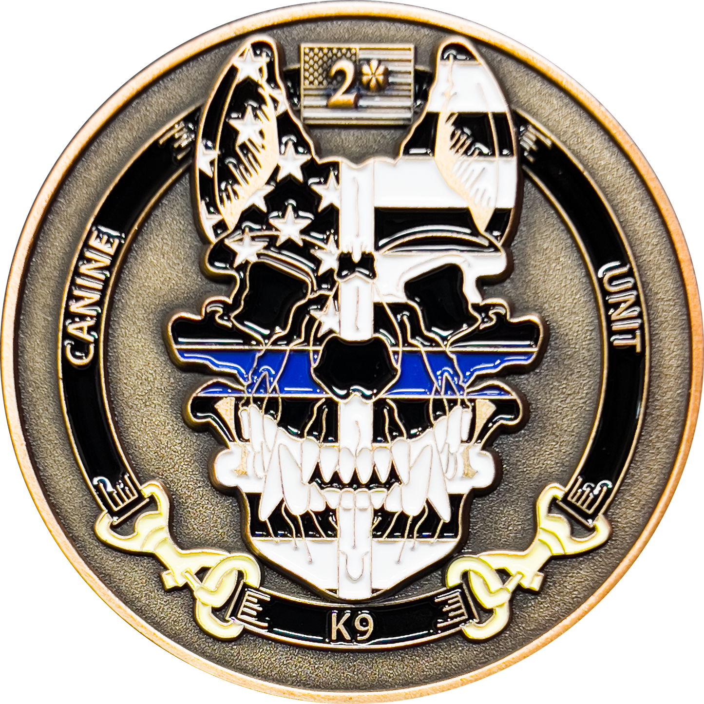 GL11-004 CBP Officer Canine Enforcement K9 Thin Blue Line Challenge Coin Field Operations OFO