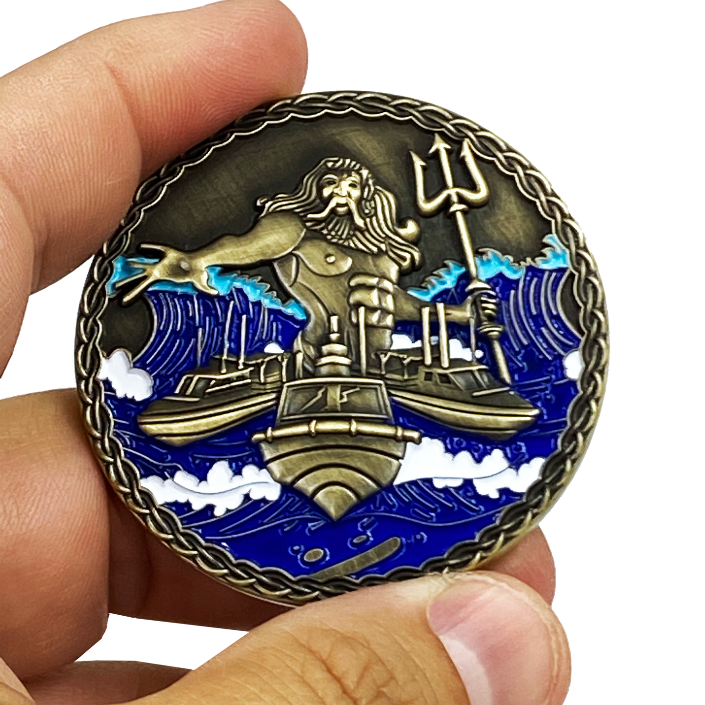 AA-020 King Neptune Marine Patrol Thin Blue Line Police CBP Air and Marine Coast Guard Challenge Coin