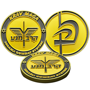 BL14-001 KRAV MAGA Israeli Combat System Gold Challenge Coin
