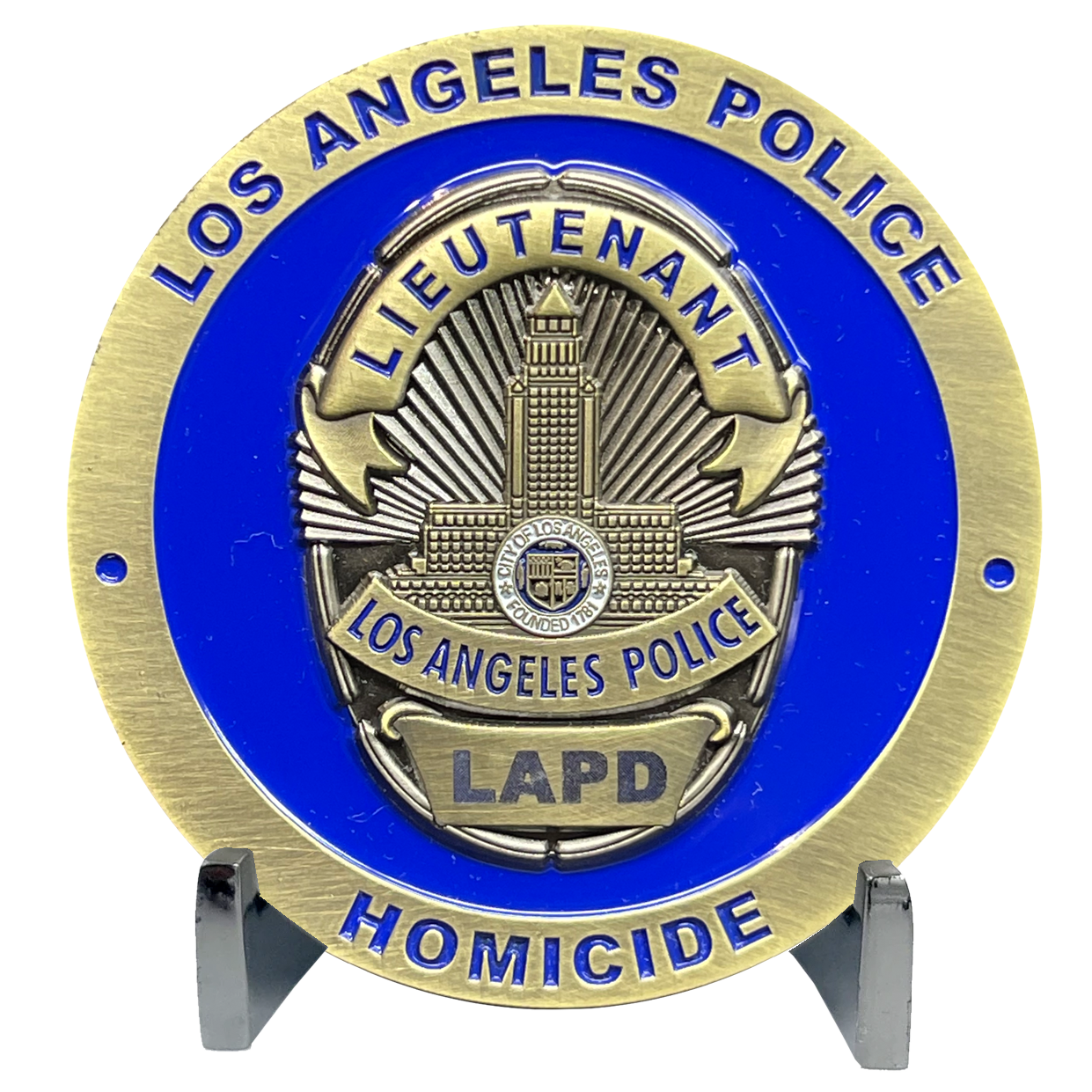 BL10-005 LAPD Thin Blue Line Challenge Coin Los Angeles Police Department Homicide Lieutenant