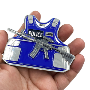 CL6-13 LAPD M4 Body Armor 3D self standing Challenge Coin Los Angeles Police Department Thin Blue Line