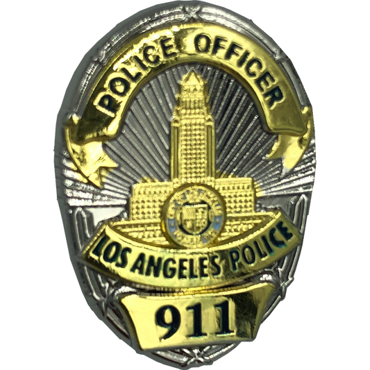 HH-015 LAPD Officer shield lapel Pin double plated with deluxe spring loaded clasp Los Angeles Police Department