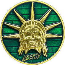 BL17-001 Skull Statue of Liberty Benjamin Franklin Revolvers CBP Border Patrol Agent Challenge Coin