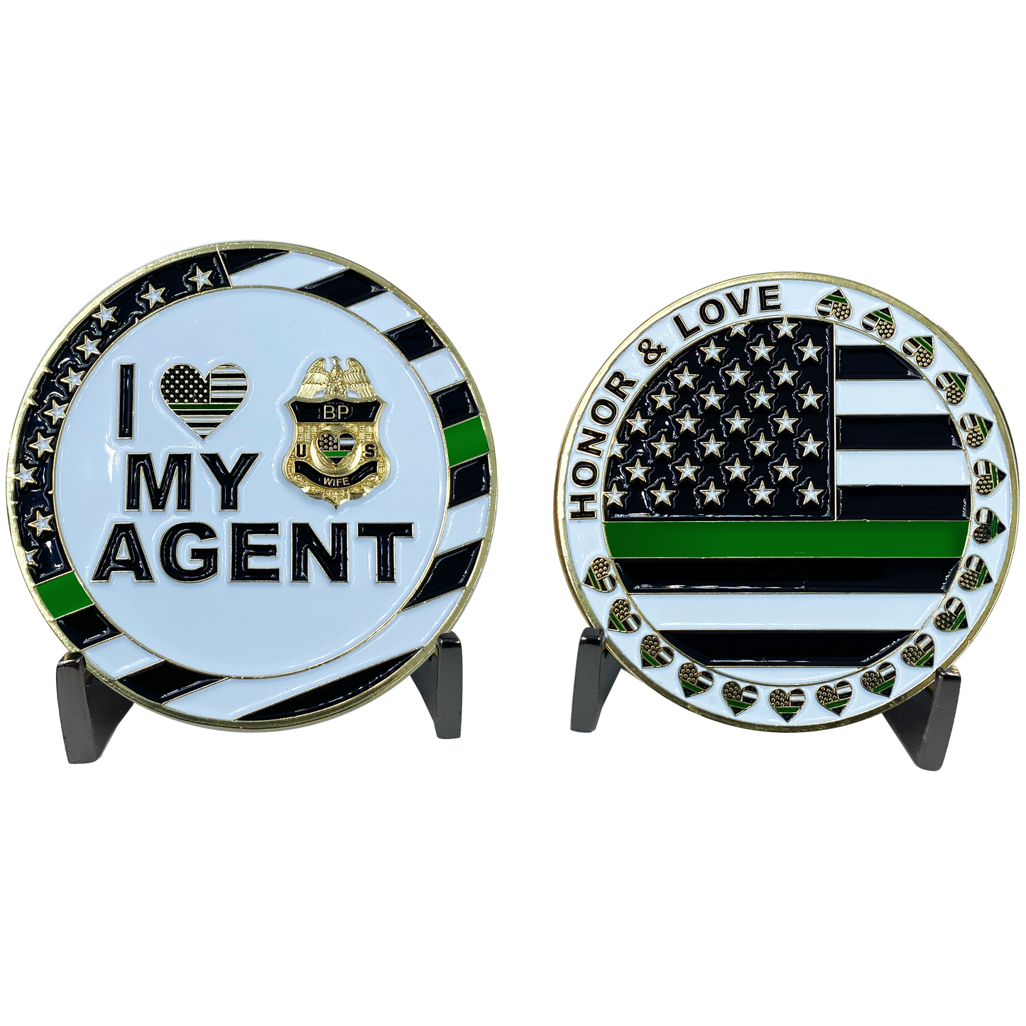 CL3-06 I Love My Agent Border patrol Wife Thin Green Line CBP Challenge Coin
