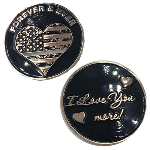 L-11 Thin Gray Line Heart I Love You More, rose gold flag Correctional Officer Correctins Challenge Coin