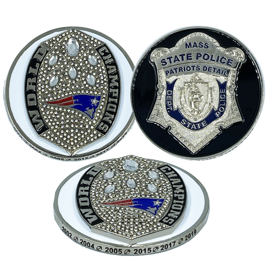 BL12-007 MSP Massachusetts State Police Trooper Stadium Detail Championship Challenge Coin