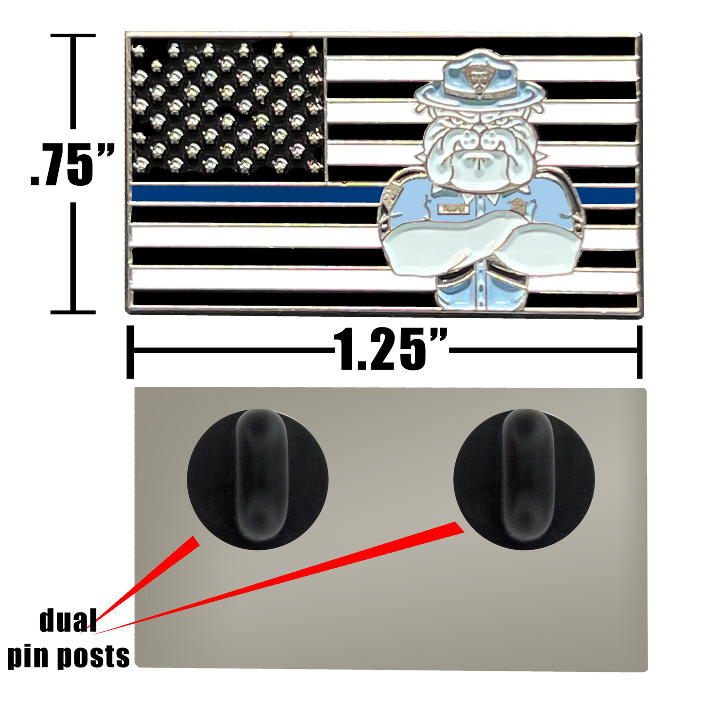 PBX-003-i Massachusetts State Police BULLDOG MSP Trooper Thin Blue Line Flag Lapel Pin