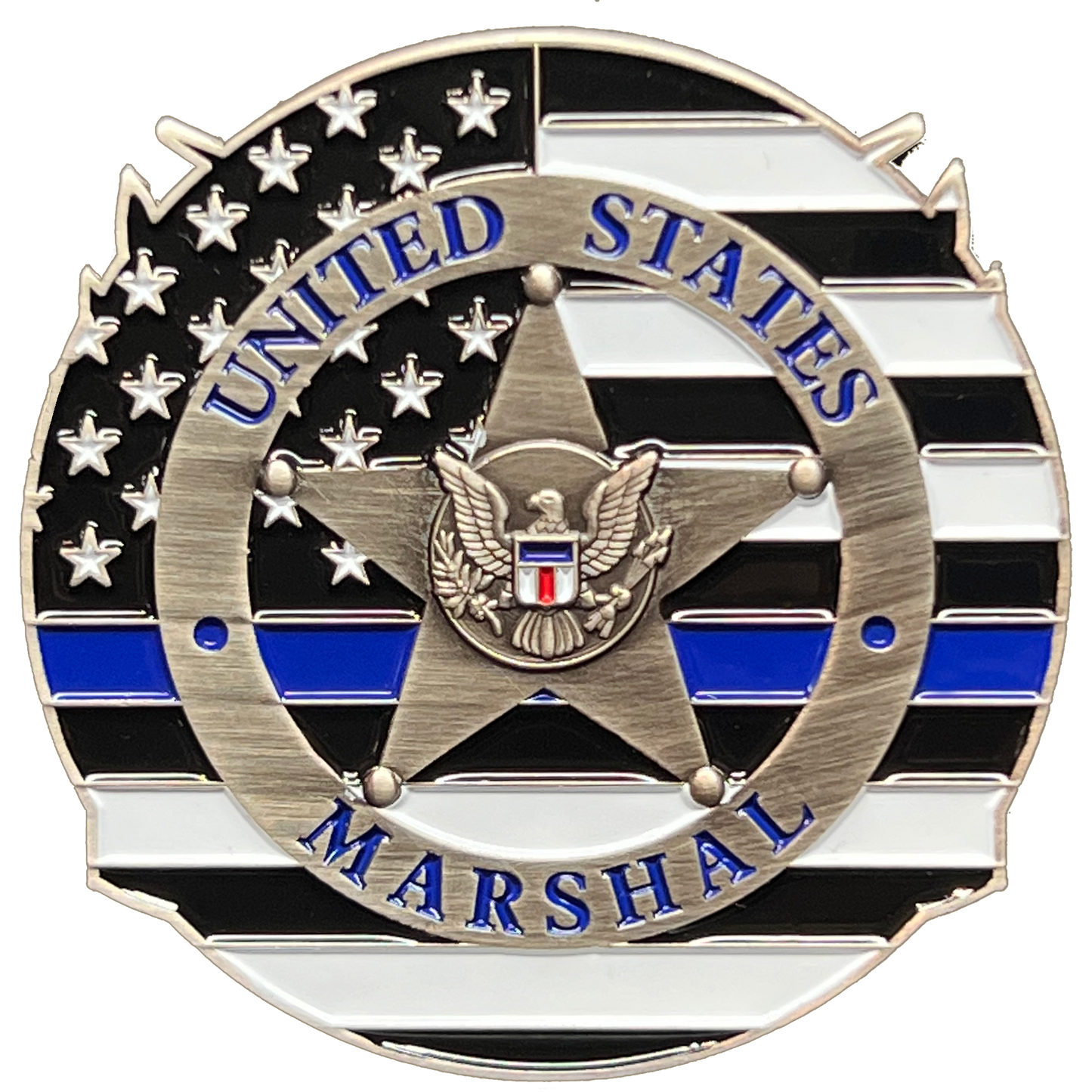 GL13-003 USMS US Marshall Service Thin Blue Line Negotiator Challenge Coin