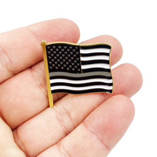 Thin Gray Line Corrections American Waving Flag Lapel Pin 1.25" with 2 pin posts and deluxe clasps, U.S. Stars are Stripes, Old Glory US USA Correctional Officer CO