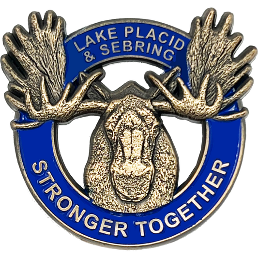 CL5-015 Lake Placid FL and Sebring Florida Stronger Together Moose Rack Pin Lodge Pride not challenge coin