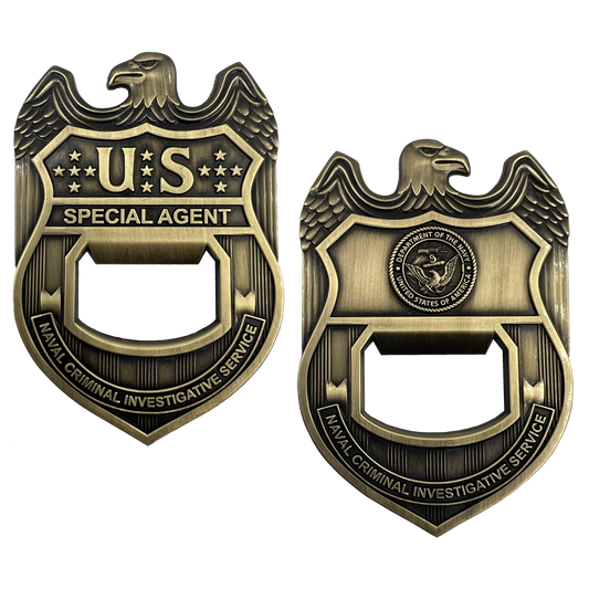EL13-001 NCIS Special Agent Naval Criminal Investigative Service Challenge Coin Bottle Opener Navy
