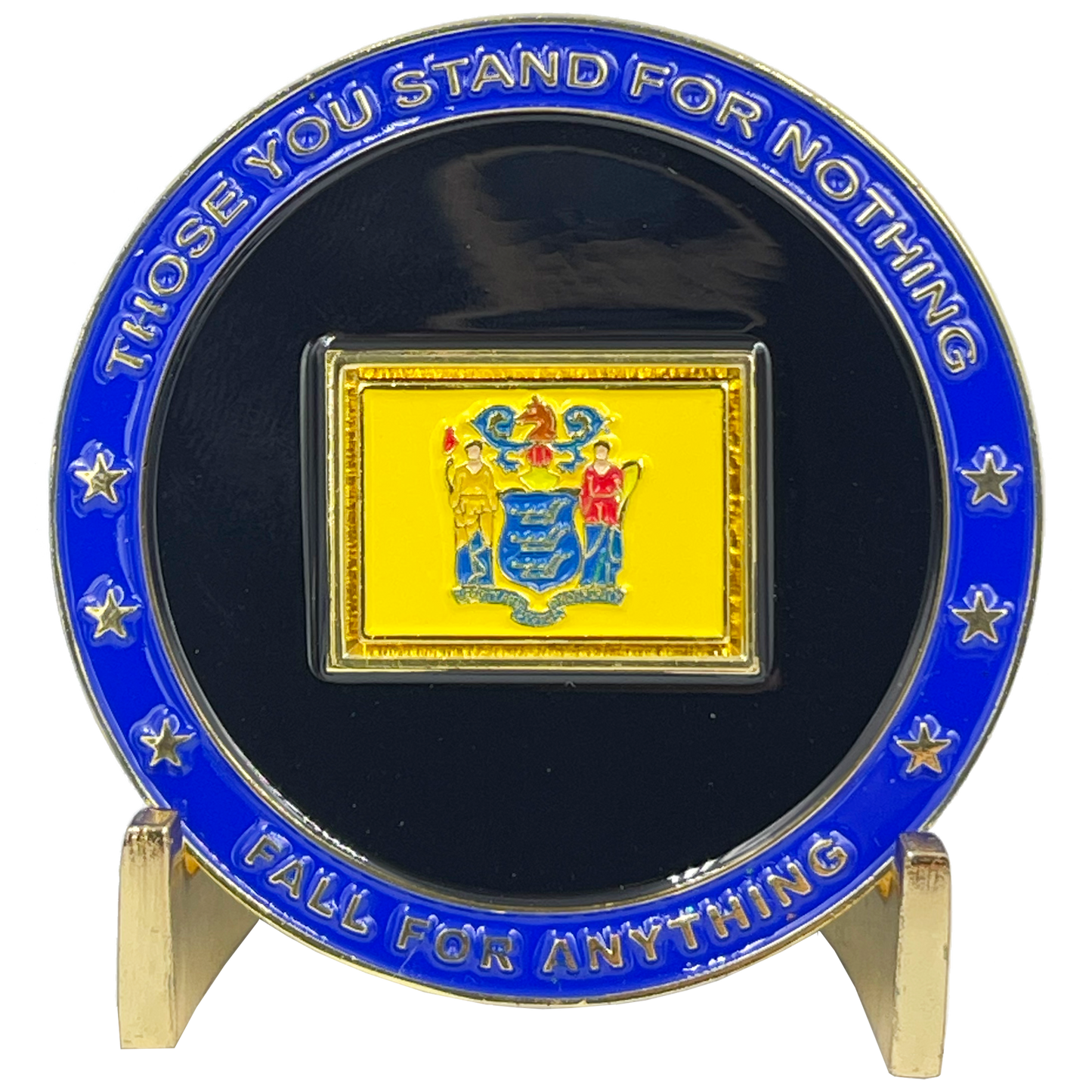 BL3-004 New Jersey NJ BACKS THE BLUE Thin Blue Line Police Challenge Coin with free matching State Flag pin back the blue Sheriff NJSP Newark trooper