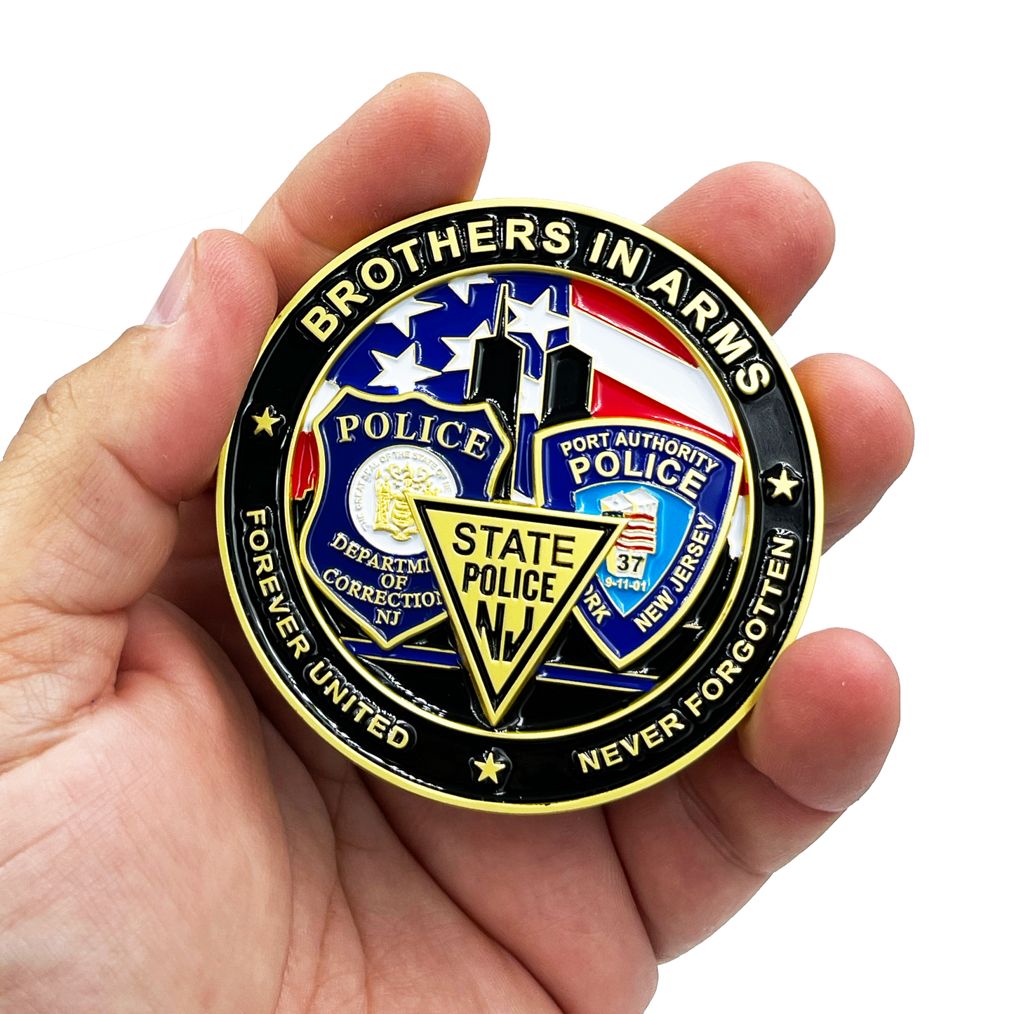 BL9-011 NY NJ Police State Trooper Corrections Port Authority 9/11 20th Anniversary Commemorative New Jersey Rose Challenge Coin