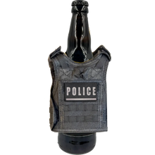 NYPD New York City Police Officer Tactical Beverage Bottle or Can Cooler Vest with removable patches perfect gift for Challenge Coin collectors