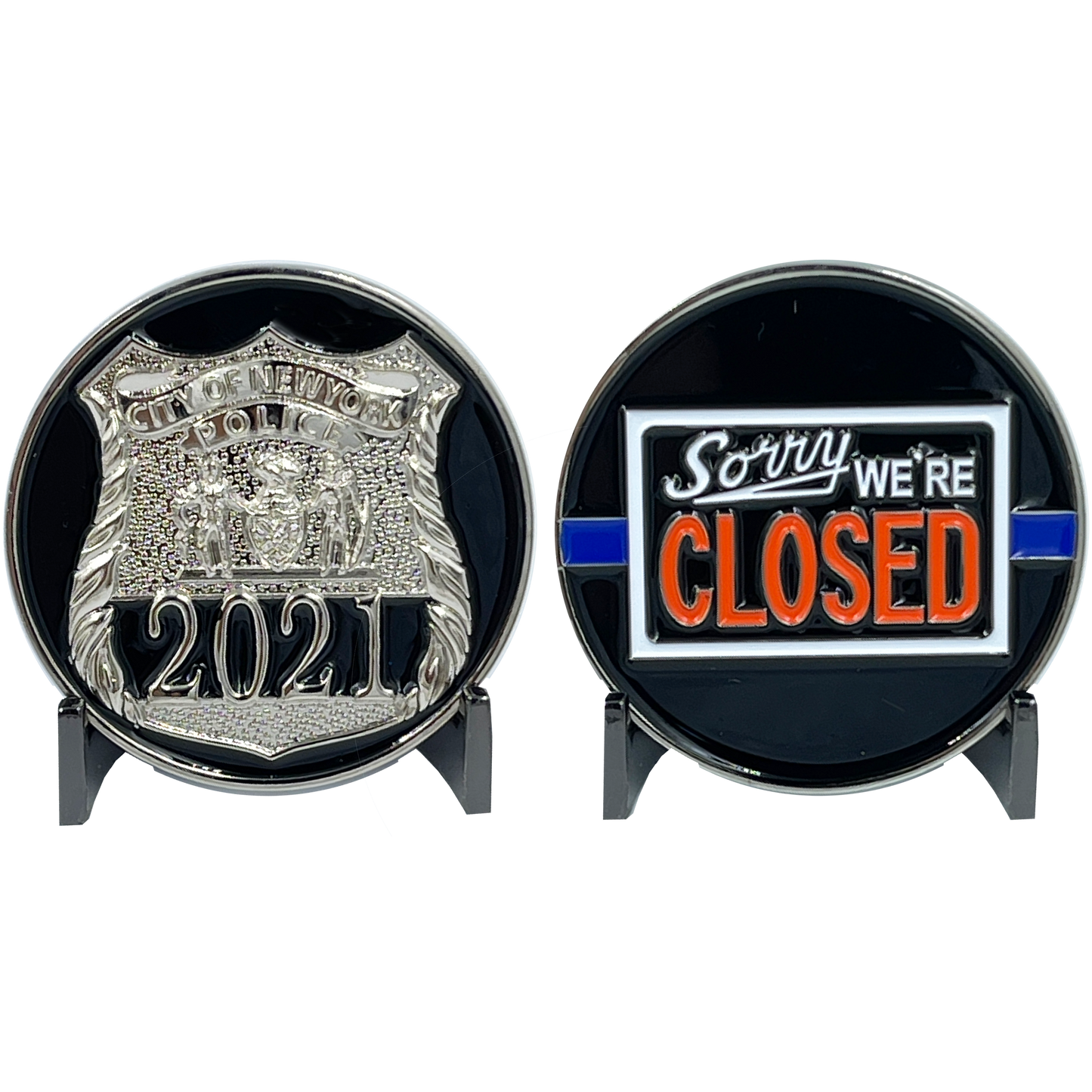 discontinued BL12-004 NYPD Officer New York City Police Department NYC Sorry We're Closed Challenge Coin