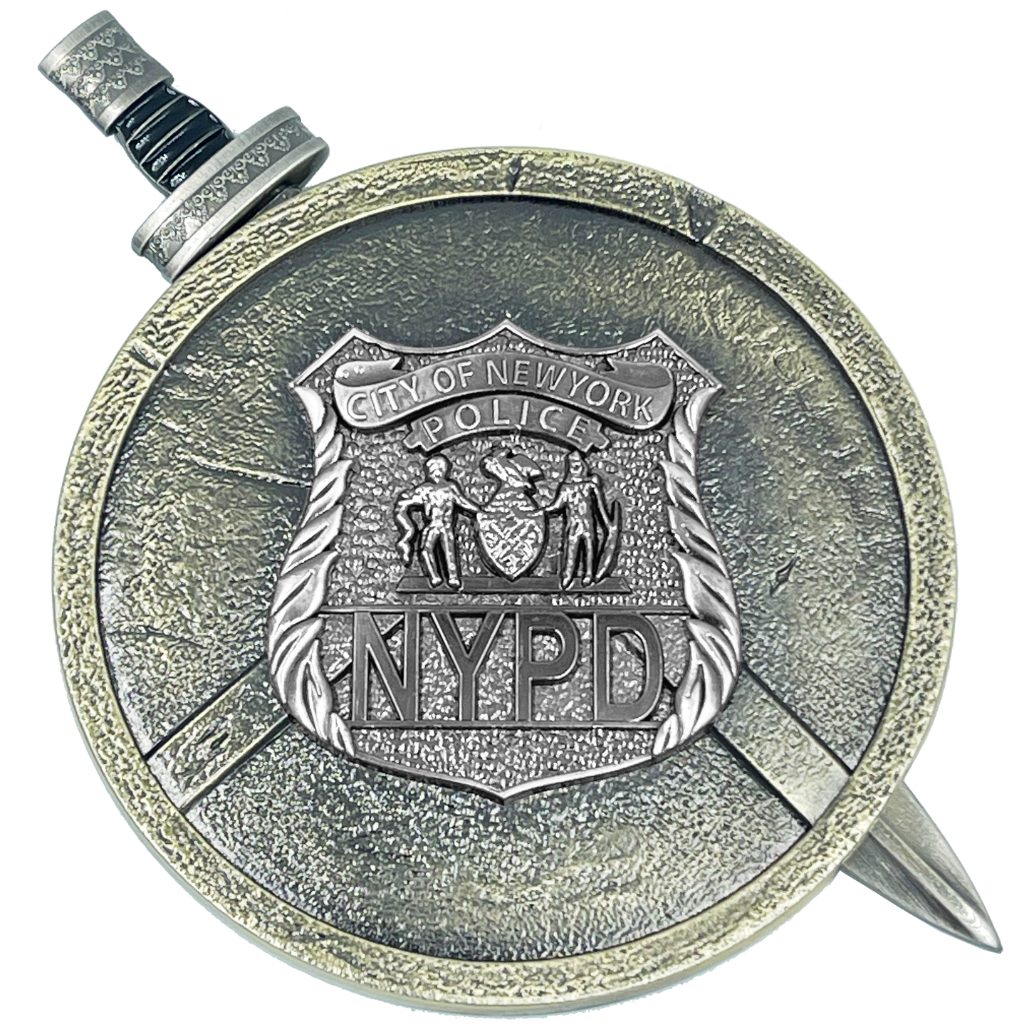 BL4-007 NYPD New York City Police Department Officer Shield with removable Sword Challenge Coin Set