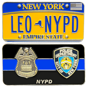 GL3-006 NYPD New York License Plate Thin Blue Line Police Sergeant Challenge Coin