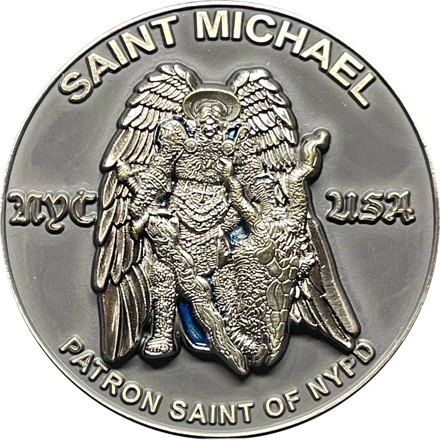 BL15-012 New York City Police Department Officer Saint Michael Patron Saint Challenge Coin ST. MICHAEL