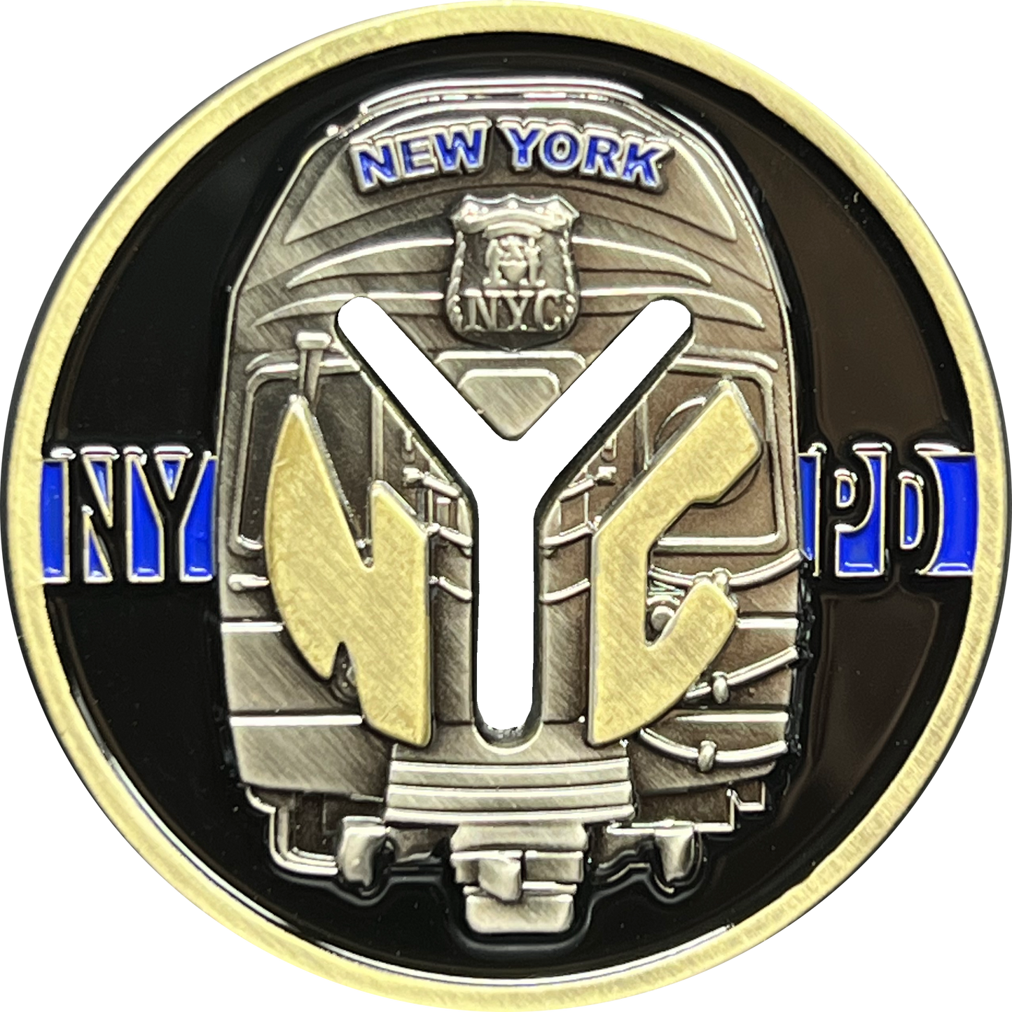 GL1-001 New York City Transit Police Department Thin Blue Line Challenge Coin