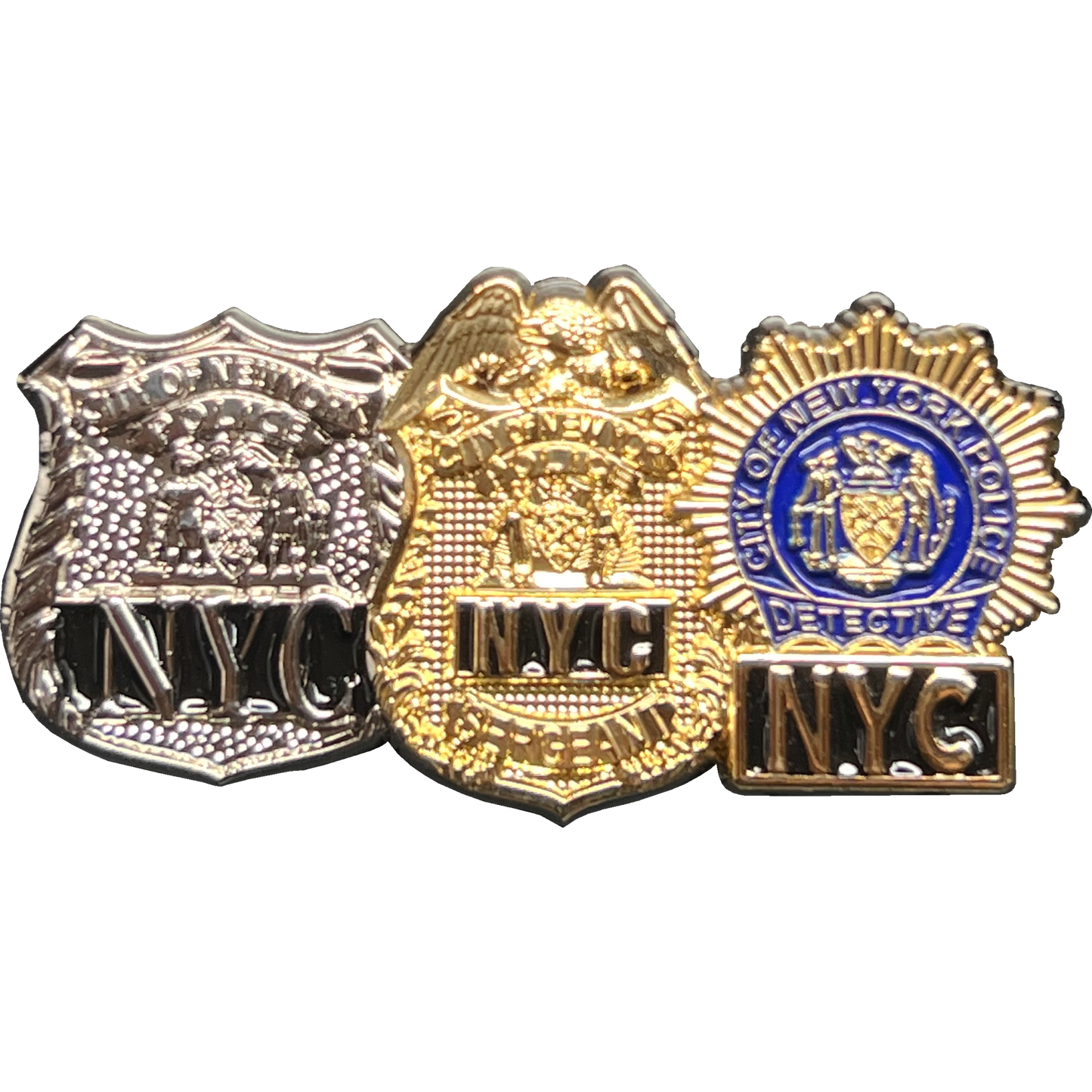 GL15-001 NYPD Officer Sergeant Detective Lapel Pin dual plated 3D top quality