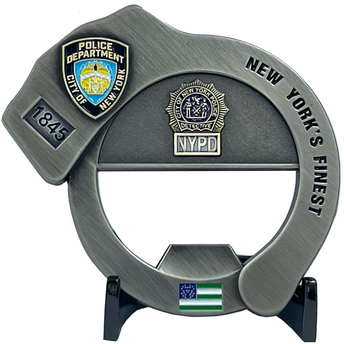 BL9-019 NYPD Officer Sergeant Detective Handcuff Bottle Opener Challenge Coin