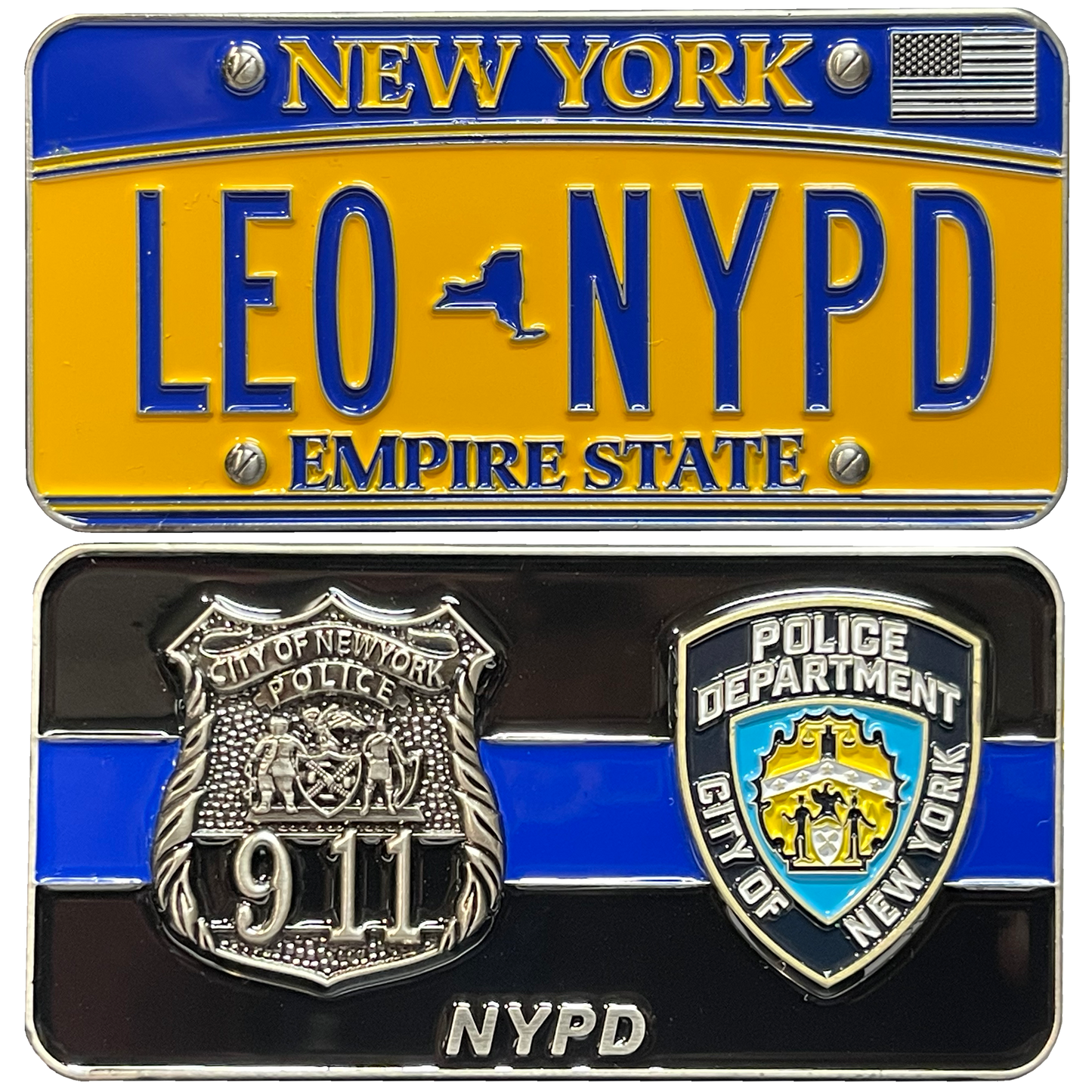 BL14-006 NYPD New York License Plate Thin Blue Line Police Officer Challenge Coin