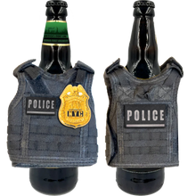 NYPD Sergeant New York City Police Sgt Tactical Beverage Bottle or Can Cooler Vest with removable patches perfect gift for Challenge Coin collectors