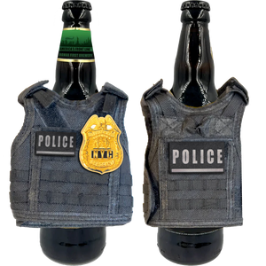 NYPD Sergeant New York City Police Sgt Tactical Beverage Bottle or Can Cooler Vest with removable patches perfect gift for Challenge Coin collectors