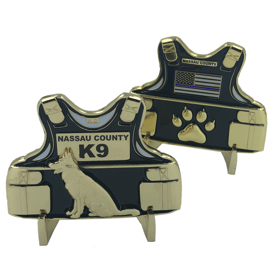 CL9-02 Nassau County Police Department Long Island New York K9 Body Armor Challenge Coin Canine NY NCPD Sheriff's Office