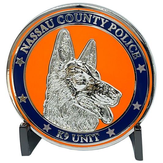 EL3-003 K9 Canine NCPD LI Nassau County Police Department Long island Dept. Challenge Coin thin blue line