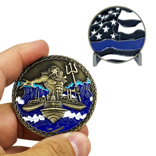 AA-020 King Neptune Marine Patrol Thin Blue Line Police CBP Air and Marine Coast Guard Challenge Coin