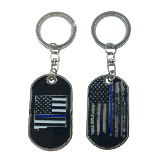 II-014 New Mexico Thin Blue Line Challenge Coin Dog Tag Keychain Police Law Enforcement