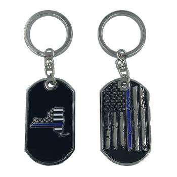 II-011 New York Thin Blue Line Challenge Coin Dog Tag Keychain Police Law Enforcement