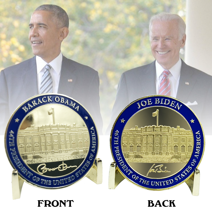 A-013 President Obama 44 and President Biden 46 Presidential Combination Challenge Coin Biden 2020 Barack Obama Joe Biden White House Signature Coins